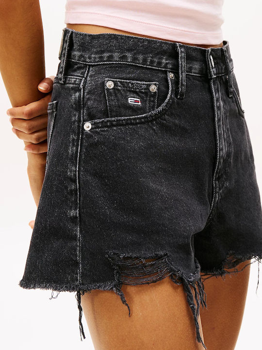 Femei Talie înaltă Pantaloni scurți Denim Black