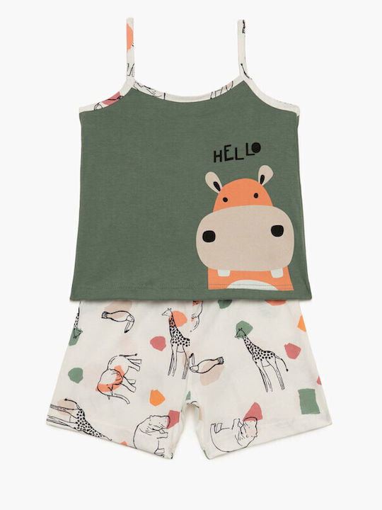Minerva Kinder Schlafanzug Sommerlich Khaki Safari