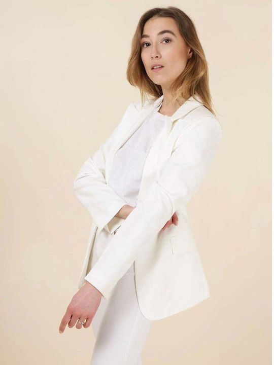 Attentif Women's Waisted Blazer Light Blue