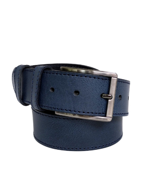 Breit Herren Gürtel Leder Blau