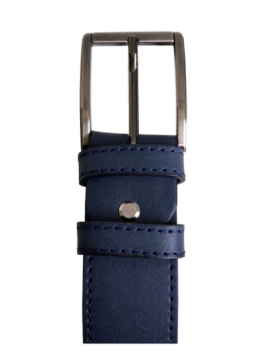Breit Herren Gürtel Leder Blau