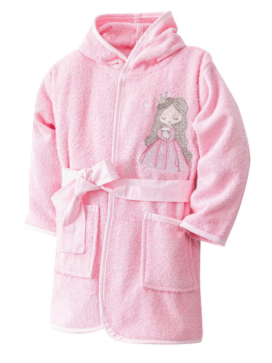 Borea Borea Baby Bademantel mit Kapuzen Little Queen Rosa