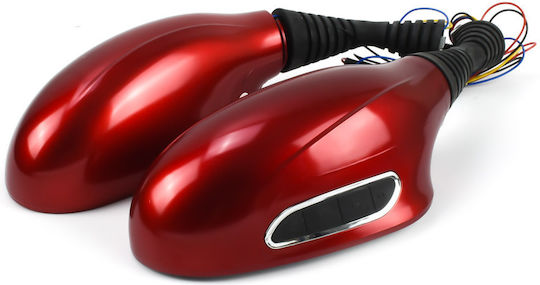 Универсални мотоциклетни огледала с високоговорител FM радио MP3 2x10w 12v SD MMC OEM 801 – Червени