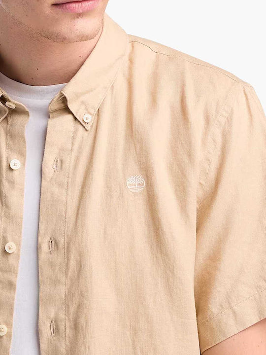 Short-sleeved Linen Shirt Beige