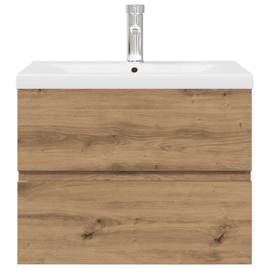 vidaXL Waschtisch mit Waschbecken L60xB38.5xH45cm Artisan Oak