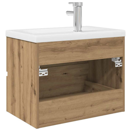 vidaXL Waschtisch mit Waschbecken L60xB38.5xH45cm Artisan Oak
