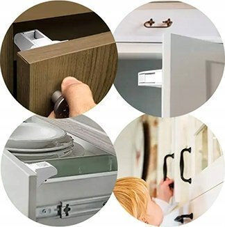 Babyono Cabinet & Drawer Lock made of Plastic in White Color 18.5εκ. 4pcs