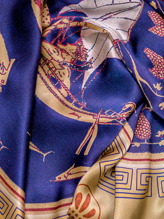 Μωβ Μπεζ Ολομέταξο Μαντήλι 70x70 Εκ Ancient Greek Scarves