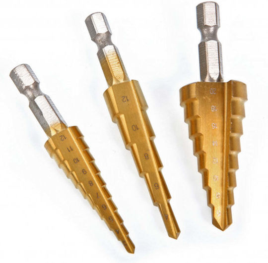 Set de burghie conice HSS cu coadă hexagonală