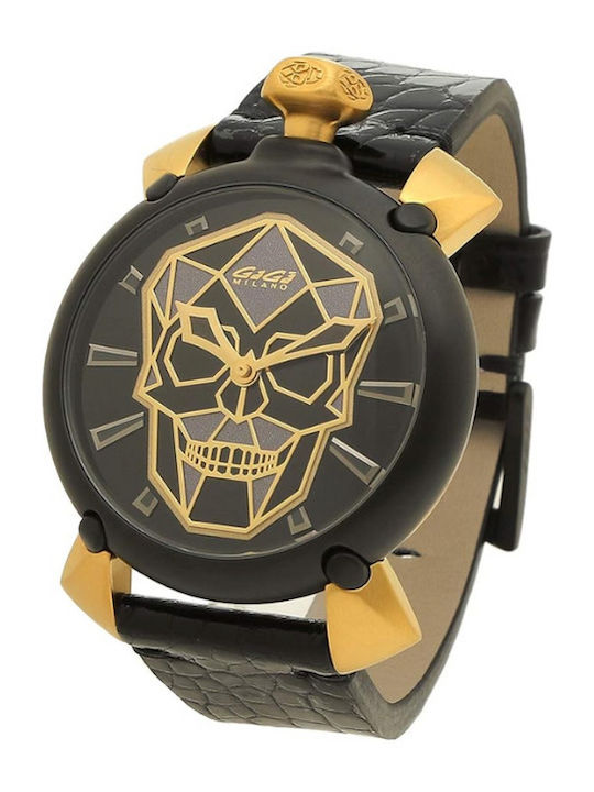 Gaga Milano Men's Watch 45mm Battery with Black Leather Strap