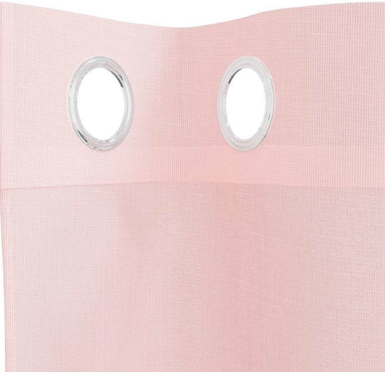 vidaXL Σετ Κουρτίνες με Τρουκς Voile Ροζ 140x260εκ.