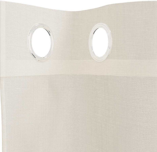 vidaXL Σετ Κουρτίνες με Τρουκς Voile Μπεζ 140x260εκ.