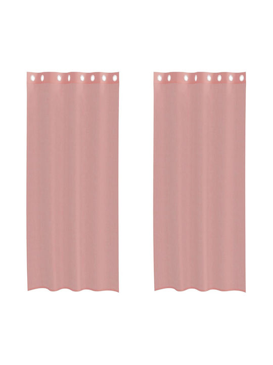 vidaXL Set Perdele Fereastra Cu Capse Roz 140x245cm