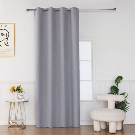 Viokarpet Затъмняваща Пердета с Копчета Сив 140x265см