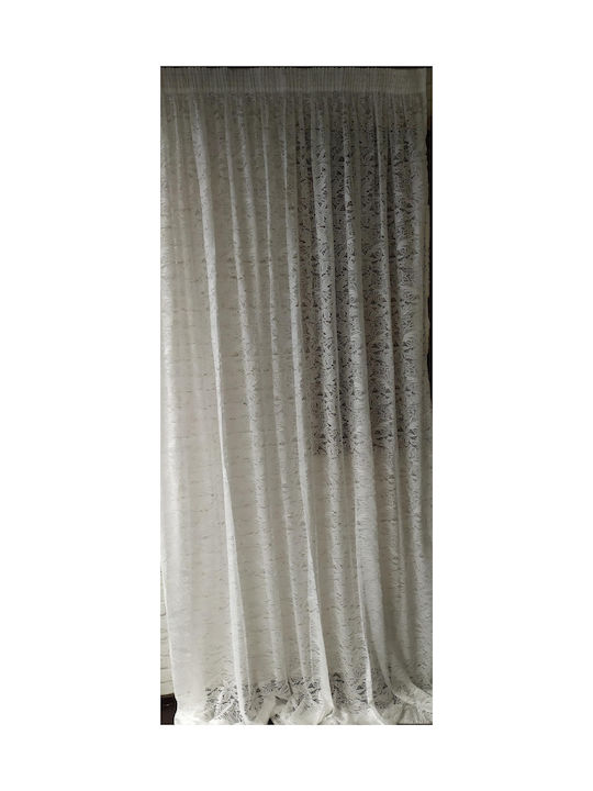 My Home Luxury Κουρτίνα με Τρέσα Lace Flowers Λευκή 270x280εκ.