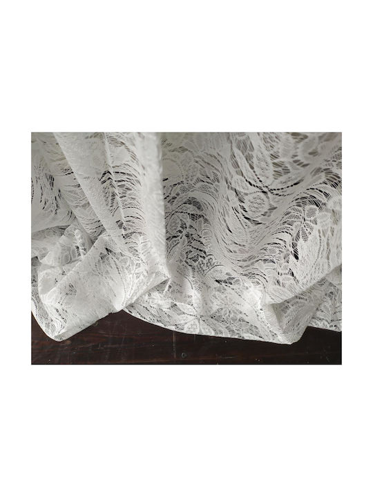 My Home Luxury Κουρτίνα με Τρέσα Lace Flowers Λευκή 270x280εκ.