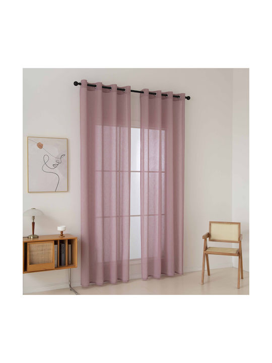 Beauty Home Κουρτίνα με Τρουκς Fit Art 8447 Ροζ 140x270εκ.