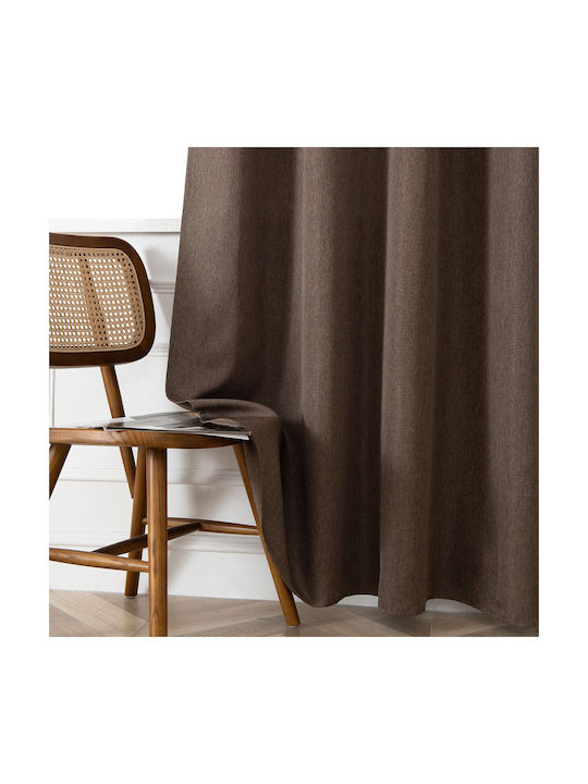 Beauty Home Κουρτίνα με Τρουκς Καφέ 140x270εκ.