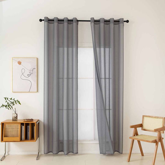 Beauty Home Κουρτίνα με Τρουκς Sharp Art 8448 Γκρι 140x270εκ.