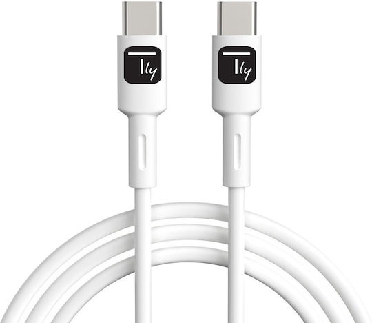 Techly USB 2.0 Cable USB-C male - USB-C 60W PD Λευκό 1m ICOC-MUSB20-C60W1