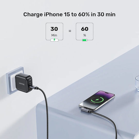 Unitek Angle (90°) USB 2.0 Cable USB-C male - USB-C 100W Μαύρο 2m C14123BK-2M