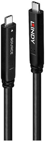 Lindy USB 2.0 Cable USB-C male - USB-C 60W PD Μαύρο 8m 43393