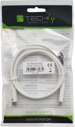 Techly USB 3.2 Video Cable USB-C Male - USB-C 240W PD White 1m