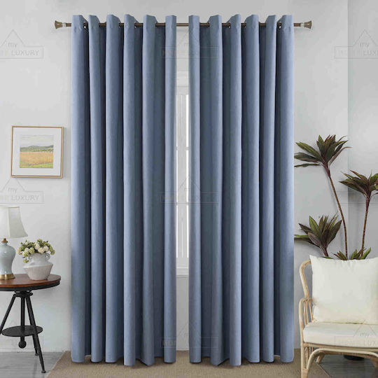 Lucktora Curtain with Grommets Blue 270x265cm
