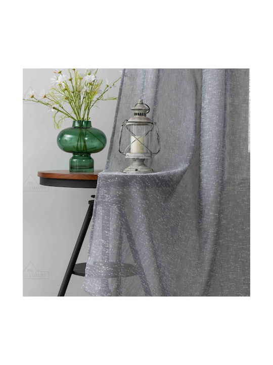 Homeone Κουρτίνα με Τρέσα 6023-45 Γκρι 290x300εκ.