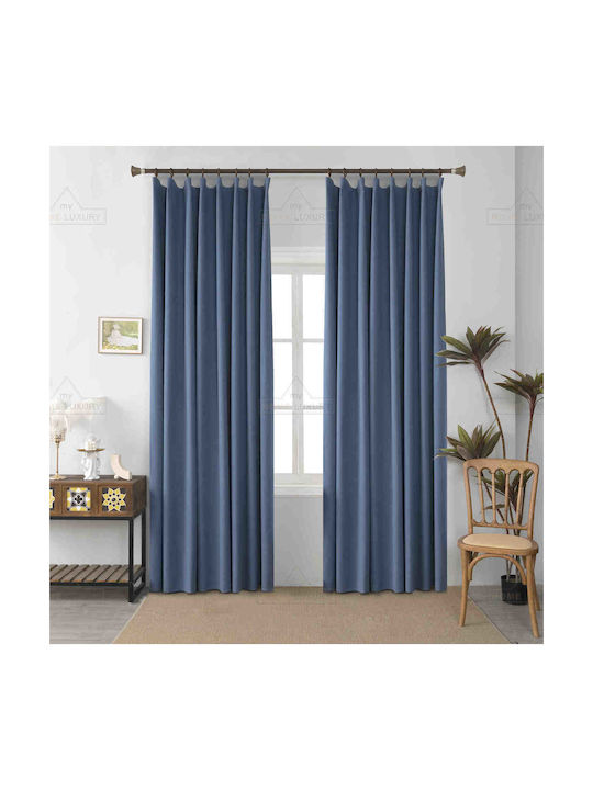 Homeone Vorhang mit Bleistiftfalten Blau 270x270cm