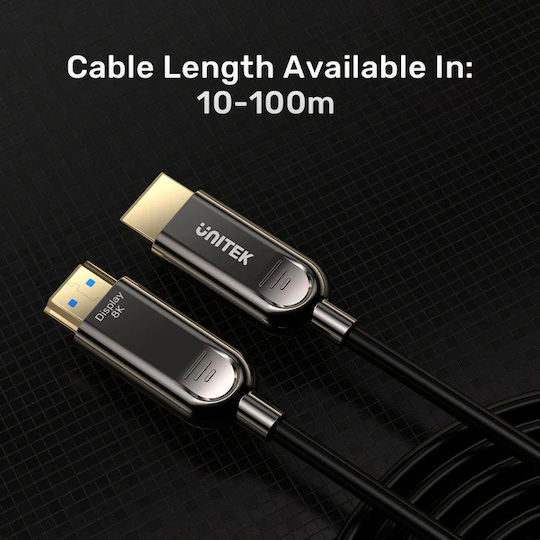 Unitek HDMI 2.1 Ultra High Speed 48Gbps 4K 120Hz HDR VRR Cable HDMI Male - HDMI Male 40m Black