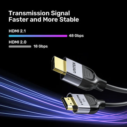 Unitek HDMI 2.1 Ultra High Speed 48Gbps 4K 120Hz HDR VRR Cable HDMI Male - HDMI Male 2m Black