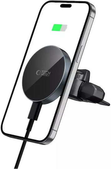 Tech-Protect Mm15w-v5 Βάση Κινητού Αυτοκινήτου με Μαγνήτη και Ασύρματη Φόρτιση MagSafe Μαύρη