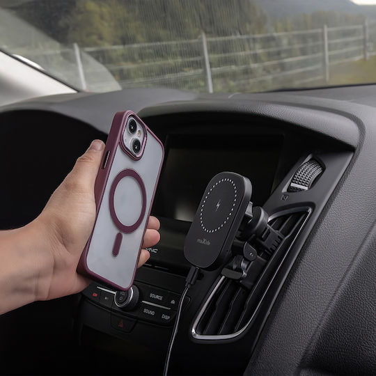 Maxlife Suport Auto pentru Telefon cu magnet și Încărcare Wireless Neagră