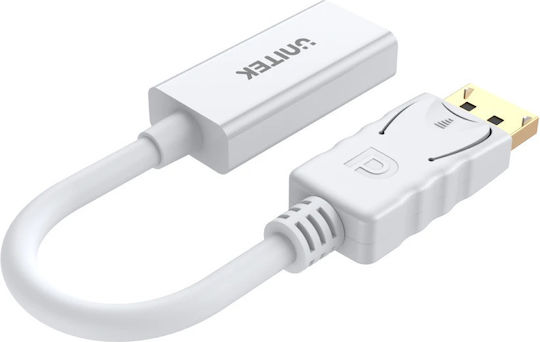 Unitek Конвертор DisplayPort мъжки към HDMI женски Бял 1бр Y-6332