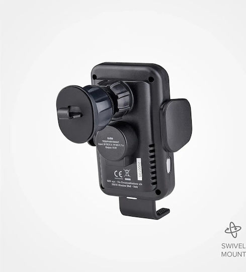 SBS Car Mobile Mount with Adjustable Hooks and Wireless Charging Black