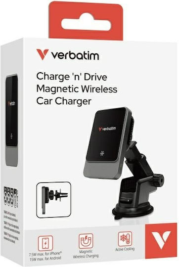 Verbatim Charge´n´drive Magnetic Wireless Car Charger Auto Handyhalterung mit Magnet und Kabelloses Laden Schwarz