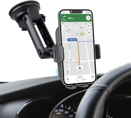 SBS Wireless Car Mobile Mount with Adjustable Hooks and Wireless Charging Black