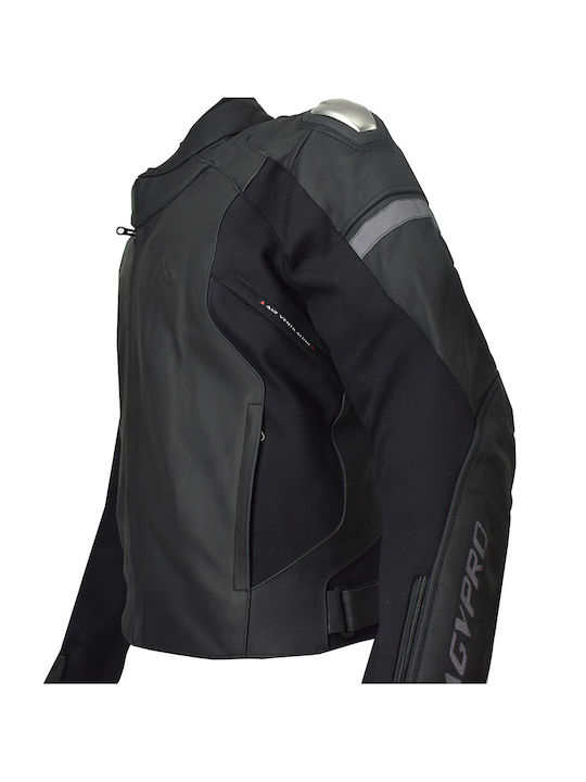 AGVpro Factory Men's Motorcycle Jacket Leather 4 Seasons Black