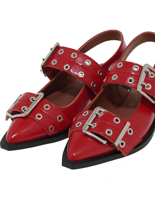 Γυναικείες Μπαλαρίνες Slingback σε Κόκκινο Χρώμα