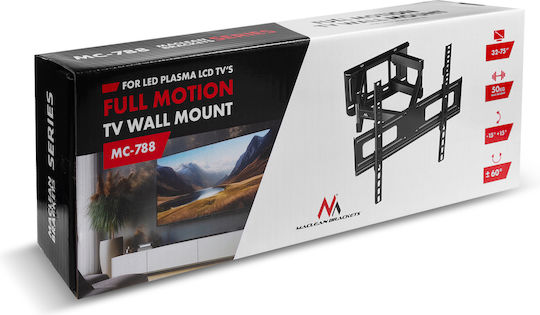 Maclean TV Mount Maximum Vesa 600x400 32-85" 60kg Vertical Horizontal Angle Adjustment Profile 65-390mm Black Mc-789