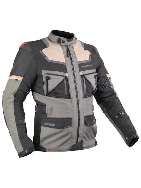 Adventure Evo 24 Oversize Men's Motorcycle Jacket Cordura 4 Seasons Waterproof Grey-Oil/Sand