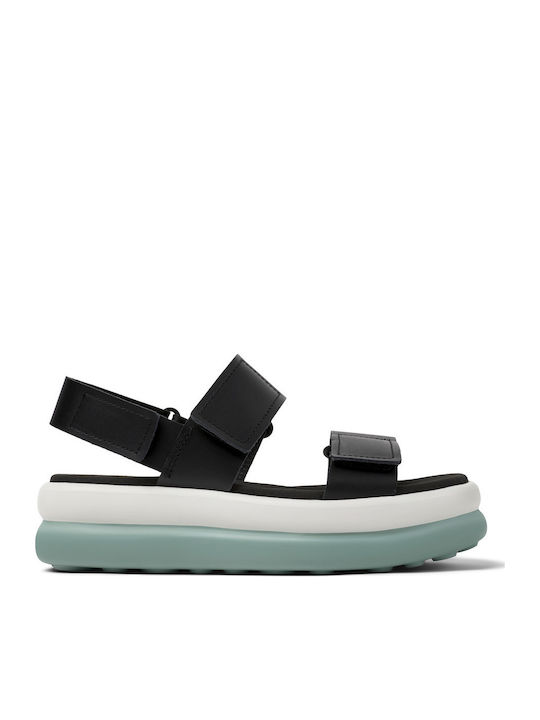 Pelotas Flota Up Δερμάτινα Γυναικεία Σανδάλια Flatforms Μαύρα