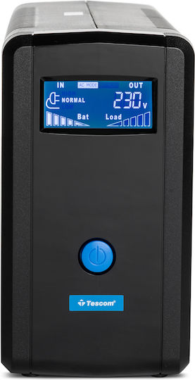 Tescom UPS.0787 UPS Line-Interactive 1200VA 720W με 4 Schuko Πρίζες