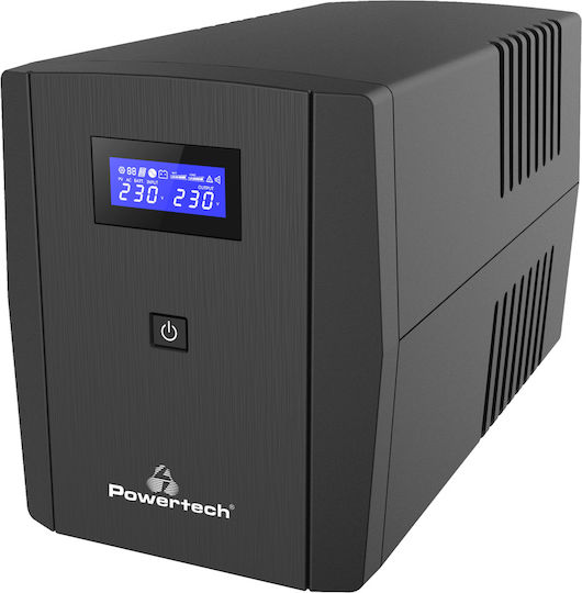 Powertech UPS Line-Interactive 1100VA 660W με 2 Schuko Πρίζες