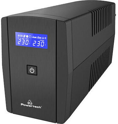 Powertech PT-850LCD UPS Line-Interactive 850VA 510W με 2 Schuko Πρίζες