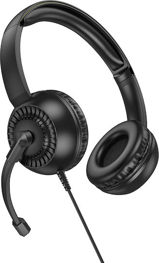 Hoco W112 Pure Надушници Мултимедийни слушалки с микрофон и връзка 3,5 мм жак в Черен цвят