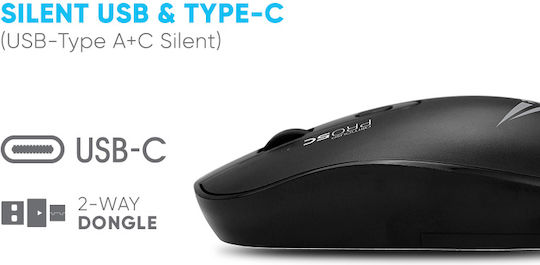 Alcatroz Wireless Two Way Dongle (USB+Type-c) Mouse Black