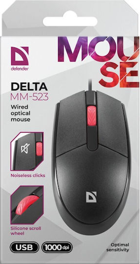 Defender Delta MM-523 Ενσύρματο Ποντίκι Μαύρο