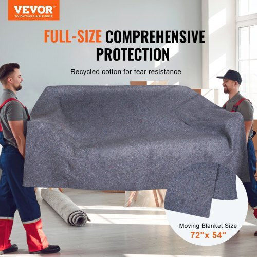 Vevor Moving Blankets 72" X 54" Weight 21 Lbs Dz 24 Pack Professional Packing Blanket Recycled Cotton Large Heavy Duty Moving Pads Ideal for Protection of Furniture Floors Appliances